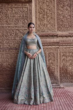 Tree Of Love by AnitaDongre - Anita Dongre Pictures | Bridal Wear in Delhi NCR - WedMeGood Anita Dongre Lehenga, भारतीय दुल्हन संबंधी, Muted Turquoise, डिजाइनर कपड़े, Saree Bollywood, Organza Lehenga, Lehnga Dress, Indian Bridal Lehenga, Anita Dongre