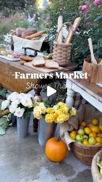 Three White Barns on Instagram: "We did a farmers market theme for a fall baby shower, but would also be cute for a bridal shower with an “off the market” theme. 

#babyshowers #babyshowertheme #offthemarket #offthemarket💍 #showertheme #bridalshower #babyshower #fallbride" Farmers Market Shower Ideas, Bridal Shower Farmers Market Theme, Fresh Off The Market Bridal Shower Theme Decor, Baby Shower Farmers Market, Market Bridal Shower Theme, She’s Off The Market Party, Farmers Market Themed Bridal Shower Ideas, Farmers Market Party Decor, Bridal Shower Off The Market