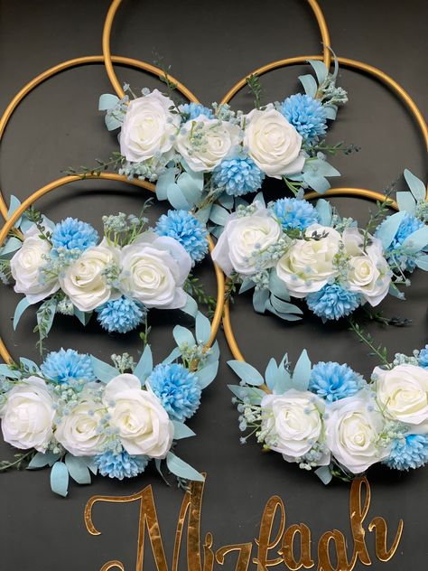 Floral Hoops Bridesmaids, Safety Pins Fashion, Wedding Business Ideas, Bridesmaids Flowers, Bridesmaid Proposal Diy, Light Blue Bridesmaid, Wedding Ornaments, Wedding Hoop, Flower Girl Bouquet