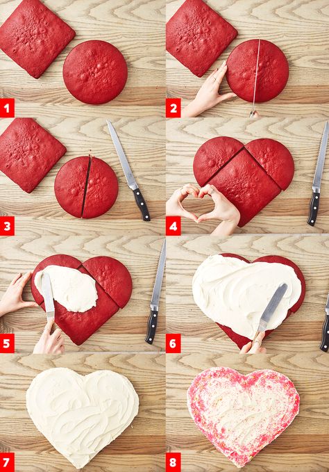 Heart Shaped Cake Recipe, Valentines Baking, Valentine Desserts, Heart Shaped Cakes, Valentines Day Cakes, Valentines Day Desserts, Valentines Day Food, Valentine Cake, Valentine's Day Recipes