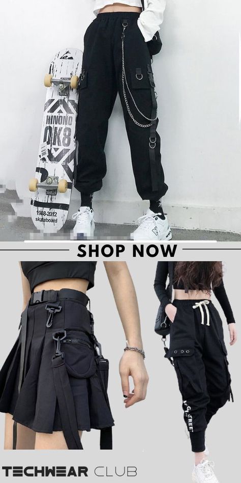 Urban Techwear, Womens Techwear, Techwear Women, Futuristic Cyberpunk, Girls Streetwear, Techwear Pants, Queer Fashion, Pants Women Fashion, Cyberpunk Style