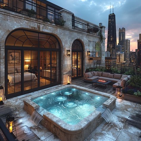 Step into the epitome of city living with an Art Deco Urban Penthouse in Chicago, spanning 7000 sqft with six luxurious bedrooms. Delight in the rooftop pool's cityscape views and the harmonious outdoor area under the dusk light. Find urban design inspiration and sneak a peek into high-end city living in vibrant Chicago. Share your urban living dreams and favorite penthouse aspects in the comments! 🏙️🌆 #DreamHomeInspiration #LuxuryInteriors #ArtDeco #UrbanPenthouse #ChicagoCityscape #RooftopPool #LuxuryLifestyle #HomeGoals #InspiringHomes #LuxuryLiving Penthouse Outside Look, Penthouse Outside, Tokyo Penthouse, Penthouse Exterior, Rich Things, Penthouse Apartment Exterior, Chicago Penthouse, Penthouse London, Modern Penthouse Apartment