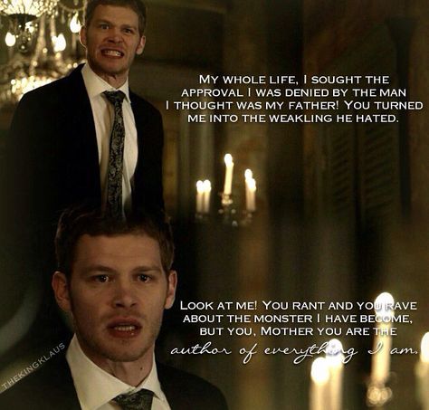 The Originals 2x03 Klause Mickleson, Tvdu Quotes, Klaus Michaelson, Originals Quotes, Hayley And Elijah, Vampire Look, The Mikaelsons, Original Quotes, Vampire Diaries Cast