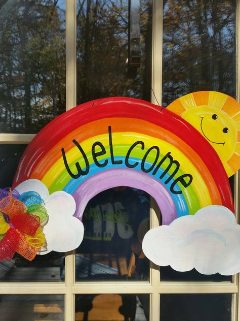 Teacher Door Decorations, Summer Door Decorations, Rainbow Door, Spring Door Decoration, Teacher Door Hangers, School Door Decorations, School Board Decoration, Teacher Door, Rainbow Classroom