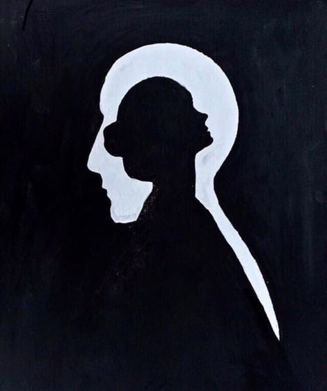 Interesting Silhouettes, White And Black Painting Art, Silouttes Art People, Black Silloute Painting, Portrait Sillouette Art, Body Silhouette Painting Black White, Couple Shilloute Painting, Person Silhouette, Acrylic Painting Diy