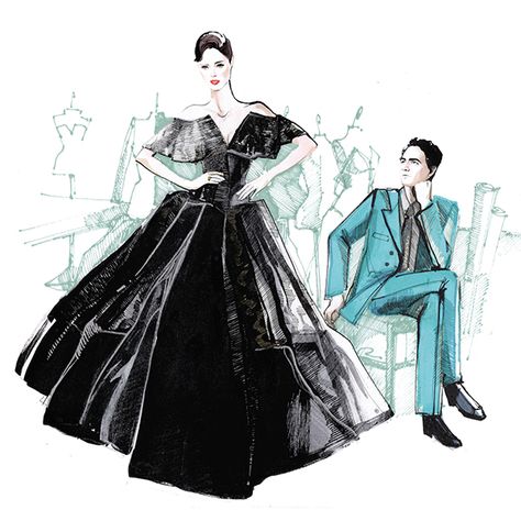 Coco Rocha for Zac Posen on Behance Fashion Artwork, Fashion Sketch, Fashion Art Illustration, Elegant Art, Drawing Board, Zac Posen, Fashion Line, Couture Collection, Vintage Pattern