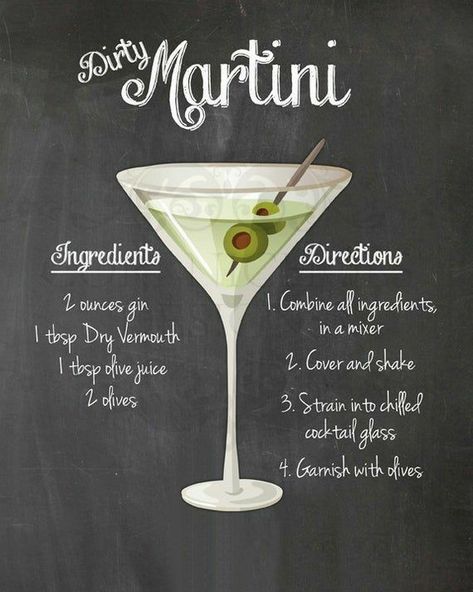 Kitchen Art Wall Decor, Dirty Martini Recipe, Kitchen Art Wall, Martini Ingredients, Cocktail Martini, Recipe For Teens, Dry Martini, Martini Recipe, Watermelon Lemonade