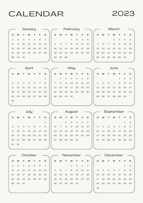 Simple Calendar, Study Planner Printable, Planner Review, Minimalist Calendar, Note Writing Paper, Cute Calendar, Black Minimalist, Calendar 2023, Scrapbook Stickers Printable