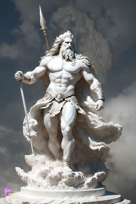 Statue Of Zeus, Greek God Sculptures, Greek Mythology Statue, Zeus God, Ancient Greek Mythology, Anatomy Sculpture, Ancient Greek Sculpture, Classic Sculpture, Greek Statues