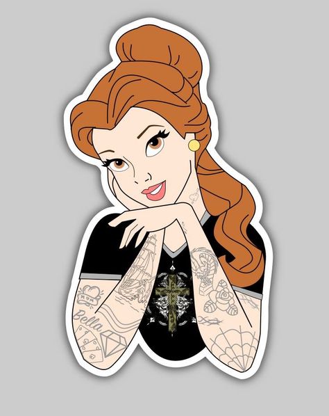 Bella with tattoos created with Inkscape Dark Princess Tattoo Ideas, Dark Disney Princess Tattoos, Tattooed Disney Characters, Tattooed Disney Princesses, Tattoo Disney Princess, Characters With Tattoos, Tattooed Princess, Disney Gone Bad, Dark Disney Princess