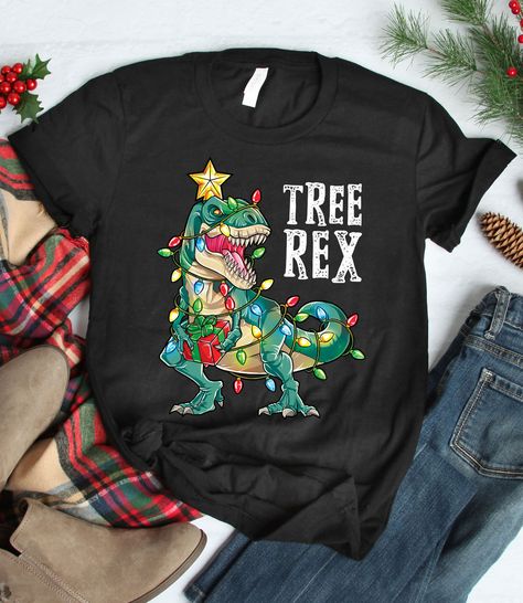 Dinosaur Tree, Dinosaur Christmas Tree, Pajamas Men, Tree Rex, T Rex Shirt, Christmas Dinosaur, Science Shirts, Holiday Attire, Men Gifts