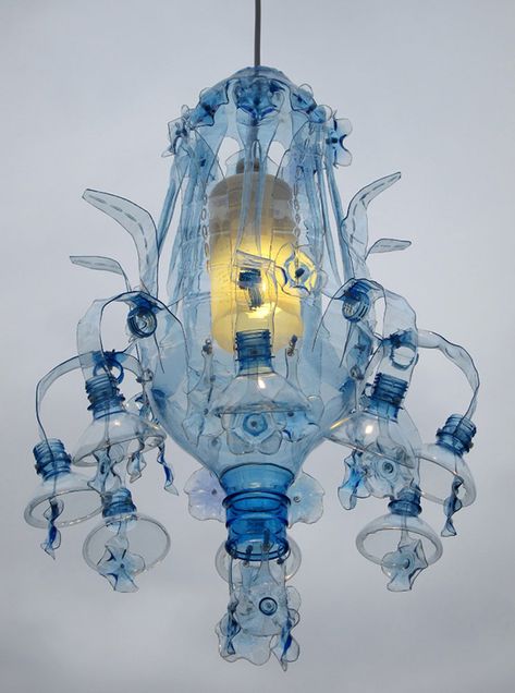 Upcycled plastic bottle creations by Veronika Richterová - Upcyclist Veronika Richterová, Diy Recycle Plastic, Upcycle Design, Bottle Chandelier, Upcycle Plastic, Plastic Bottle Flowers, Plastic Bottle Art, Diy Plastic Bottle, Pet Design