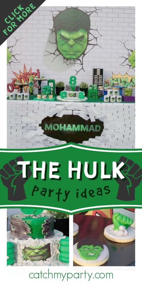 Check out this cool Hulk birthday party! The dessert table is fantastic! See more party ideas and share yours at CatchMyParty.com  #catchmyparty #partyideas #hulk #hulkparty #superhero #superheroparty #boybirthfayparty Hulk 2nd Birthday Party, Hulk Themed Birthday Party, Hulk Birthday Party Food, Hulk Smash Birthday Party, Hulk Themed Food, Hulk Birthday Party Ideas, Hulk Food Ideas, Hulk Party Ideas, Hulk Birthday Party Snacks