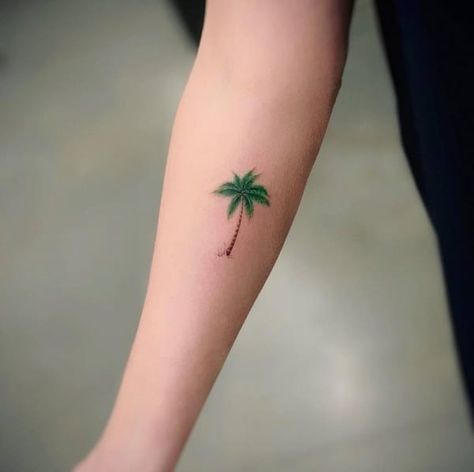 91 Beautiful Palm Tree Tattoo Designs For Tree Lovers Palm Tree Tattoos For Women, Tattoos For Women Forearm, Tree Tattoos For Women, Palm Tree Tattoos, Geometric Tattoo Tree, Tree Tattoo Color, Palm Tree Tattoo Ankle, Tree Silhouette Tattoo, Desert Tattoo