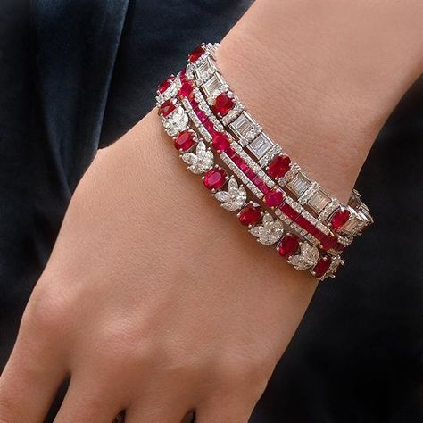 Santa Claus is Coming to Town❤️!! Rubies Please!!! Gorgeous Ruby and Diamond bracelets... The more the merrier at cellini jewelers Ruby Bangles, Diamond Bracelet Design, Ruby Bracelet, Santa Claus Is Coming To Town, Ruby Jewelry, Diamond Bangle, Jewelry Diamond, Gorgeous Bracelet, Gorgeous Jewelry