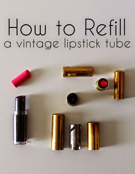 Tutorial: How to refill a vintage lipstick tube / Va-Voom Vintage | Vintage Fashion, Hair Tutorials and DIY Style Hairstyles Retro, Retro Hairstyles Tutorial, Vintage Lipstick, National Lipstick Day, Peach Lipstick, Lipstick Hacks, Hairstyles Tutorial, Lipstick Tube, Natural Lipstick