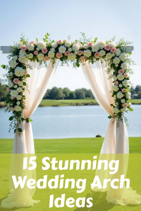 Did you know that a wedding arch isn't just a pretty backdrop? It's rich with symbolism, and the style choices are endless. From floral fantasies to rustic wooden frames, these arches set the scene for unforgettable vows. Discover 15 inspiring photo ideas that'll make you rethink your ceremony decor. Dive into the magic of arches, embrace themes, and make your special day stand out. Ready to find your perfect wedding arch match? Wedding Greenery Arch, Wedding Arch With Lanterns, Simple Wedding Arch Outdoors, Wedding Trellis Ideas, Diy Wedding Arch Outdoor, Wedding Arches With Flowers, Outdoor Wedding Arch Ideas, Wooden Wedding Arch, Simple Wedding Arch