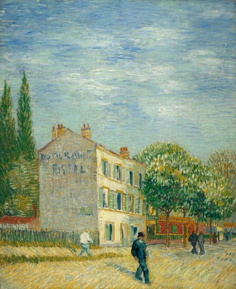 Restaurant Rispal at Asnières | Vincent van Gogh | 1887 | oil on canvas | Nelson-Atkins Museum of Art Georges Seurat, Arte Van Gogh, Art News, Rene Magritte, Dutch Painters, Oil Painting Reproductions, Jackson Pollock, Post Impressionists, Art Institute Of Chicago