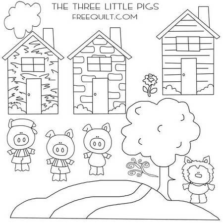 Three Little Pigs Characters Clip Art with Wolf, Coloring 3 Little Pigs Activities, Three Little Pig, Dr Seuss Coloring Pages, Farm Animal Quilt, Nursery Rhyme Characters, The Three Little Pigs, Pig Crafts, Pig Drawing, Black And White Line Art