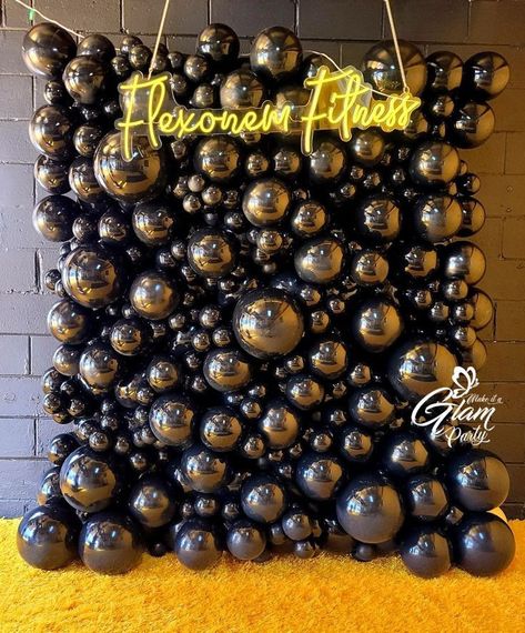 Gym Grand Opening Party Ideas, Gym Opening Party, Gym Grand Opening Ideas, Grand Opening Balloon Decor, Black Balloon Wall, Grand Opening Balloon Ideas, Gym Grand Opening, Grand Opening Party Ideas, Baloon Wall