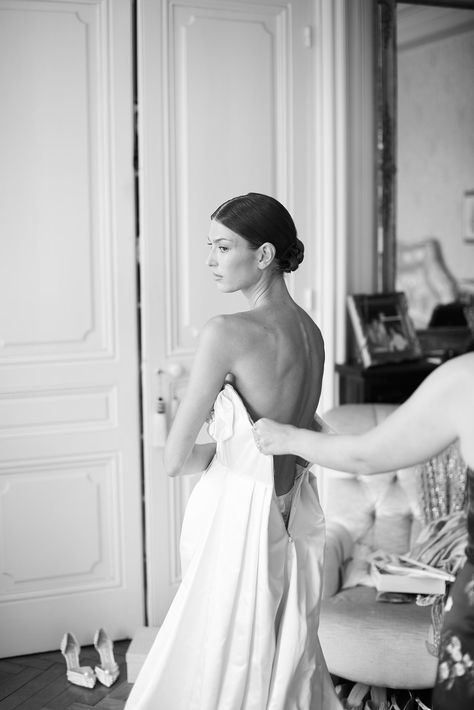 Danielle Copperman Wore A Custom Wedding Gown From Savannah Miller Made From Deadstock | British Vogue Danielle Copperman, Savannah Miller, Wedding In France, Custom Wedding Gown, Bridal Preparation, Bridal Prep, Vogue Wedding, Getting Ready Wedding, Relaxed Wedding