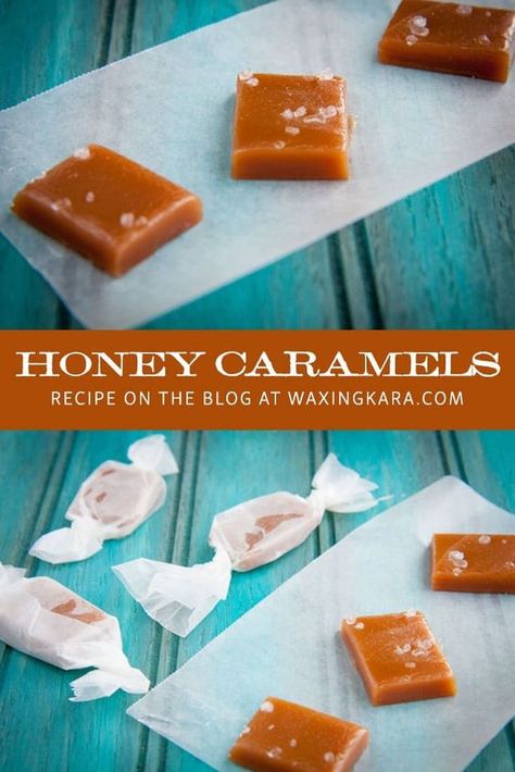 Salted Caramel Candy Recipe, Caramel Candies Recipe, Salted Caramel Candy, Honey Candy, Honey Caramel, Apple Cider Caramels, Candy Recipe, Candy Recipes Homemade, Creamed Honey