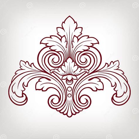 Vector Vintage Retro Pattern Design Element Stock Vector - Illustration of flourish, baroque: 24797393 Baroque Motifs Design Patterns, Baroque Motifs Vector, Redbubble Ideas, Baroque Motifs, Peacock Embroidery Designs, Peacock Embroidery, Motifs Design, Frame Pattern, Baroque Ornament