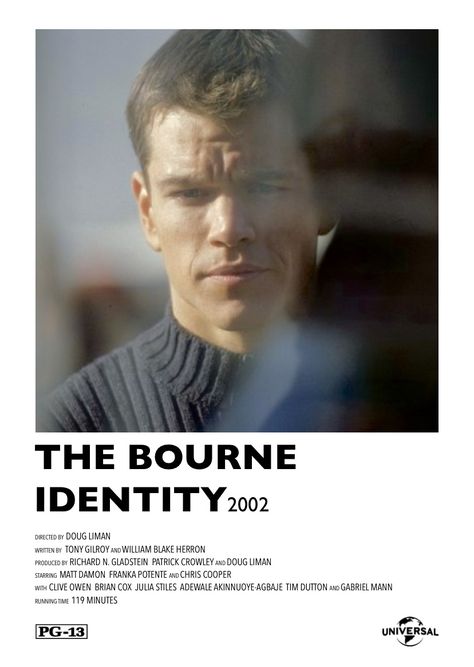 Matt Damon Bourne Identity, Bourne Identity, Franka Potente, The Bourne Identity, Film Posters Minimalist, See Movie, Matt Damon, Movie Clip, Movie Wallpapers