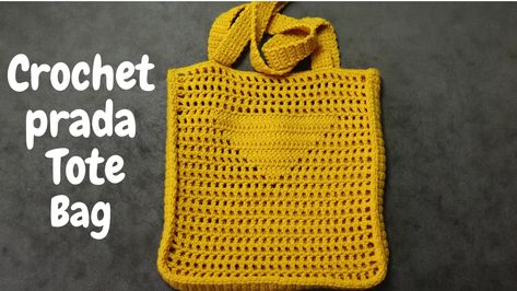 Crochet Prada Inspired Tote Bag Pattern. - Dreamcrochets Crochet Tote Bag Pattern, Knitting Bag Pattern, Mattress Stitch, Prada Tote Bag, 4mm Crochet Hook, Crochet Stitches For Blankets, Crochet Triangle, Medium Weight Yarn, Crochet Tote Bag