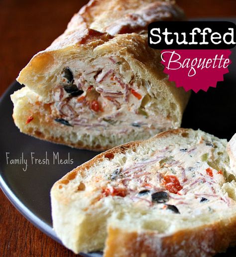 15 Crowd pleasing appetizers - Perfect for any gathering! FamilyFreshMeals.com Stuffed Baguette, Super Easy Appetizers, Gourmet Appetizers, Fresh Meals, Crowd Pleasing Appetizers, Family Fresh Meals, Cold Appetizers, Finger Food Appetizers, Party Food Appetizers