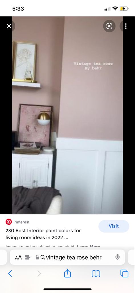 Tea Room Paint Behr, Mauve Pink Paint Colors Behr, Vintage Tea Rose Paint Behr Living Room, Rosy Pink Paint Color, Tea Room Paint Color, Pink Walls White Furniture Bedroom, Dusty Mauve Bedroom Walls, Bm Meadow Pink, Behr Dusty Rose Paint Colors