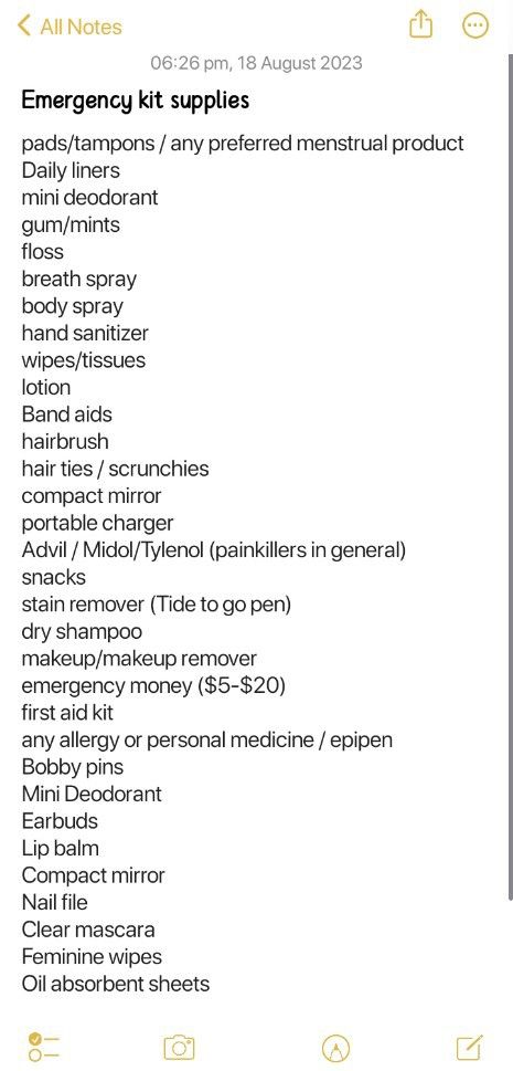 8th Grade Emergency Kit, What Do You Put In Your Emergency Kit For School, Organisation, Things For Emergency Kit, Teen Girl School Emergency Kit, Things To Put In Your Emergency Kit, Emergency Kit For School Period, Things To Pack In An Emergency Kit, Emergency Car Bag For Women