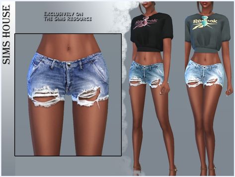 The Sims Resource - WOMEN JEANS SHORTS Sims 4 Low Rise Shorts, Womens Puffy Vest, Daisy Duke Shorts, Long Denim Shorts, Sims 4 Challenges, The Sims 4 Skin, Sims 4 Expansions, Female Biker, Knitted Swimsuit