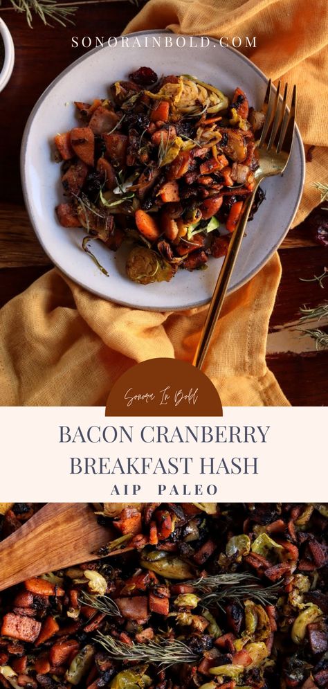 Aip Paleo Breakfast, Cranberry Breakfast, Egg-free Recipes, Breakfast Hash Recipes, Aip Breakfast, Paleo Side Dishes, Hash Recipe, Paleo Recipes Breakfast, Bacon Brussel Sprouts