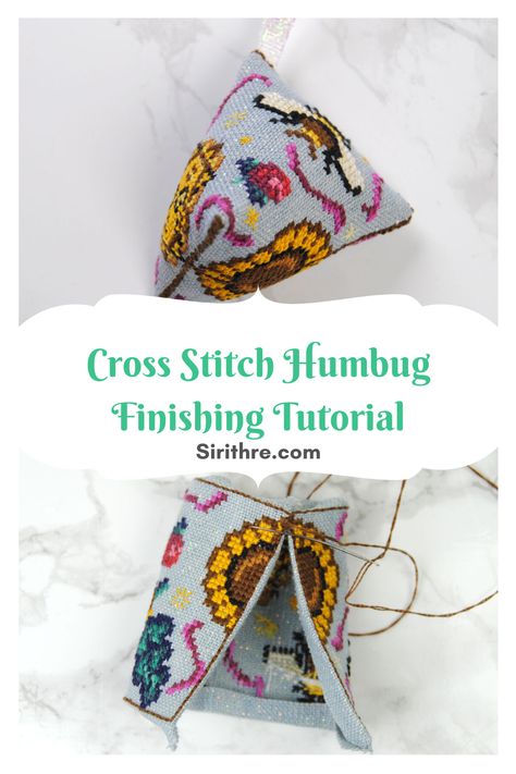 How to make a cross stitch humbug! A traditional finishing technique to play with and make some unique ornaments and pin cushions as gifts or for yourself! Pin Cushion, Cross Stitch Biscornu Pattern Free, Biscornu Cross Stitch Free Pattern, Cross Stitch Biscornu Pattern, Cross Stitch Scissor Fob Pattern, Finishing Cross Stitch Ornaments, Finish Cross Stitch Hoop, Cross Stitch Pin Cushion, Christmas Biscornu Cross Stitch