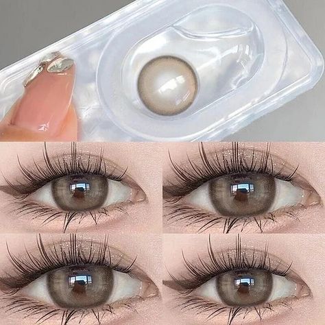 Contact Lenses Caramel Milk Tea, Brown Contact Lenses, Eye Lens Colour, Old Packaging, Color Contacts, Pretty Hurts, Coloured Contact Lenses, Cute Glasses, Eyeshadow Pallets