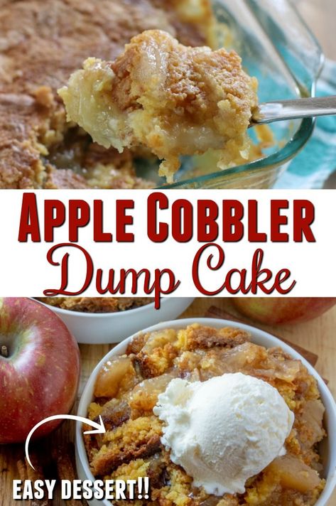 This Apple Cobbler Dump Cake recipe is so easy to make. Perfect for a family gathering or anytime you are craving something sweet. #cobbler #dumpcake #desserts Apple Cobbler Dump Cake, Easy Apple Dump Cake, Cobbler Dump Cake, Apple Dessert Recipes Easy, Apple Dump Cake Recipe, Easy Dump Cake Recipe, Apple Dump Cake, Apple Desserts Easy, Dump Cake Recipe