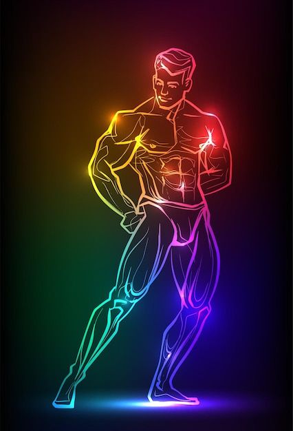 Neon Silhouette, Bodybuilding Logo, Vector Rose, Gym Design Interior, Workout Man, Gym Wallpaper, Fitness Wallpaper, Gym Wall Decal, Man Figure