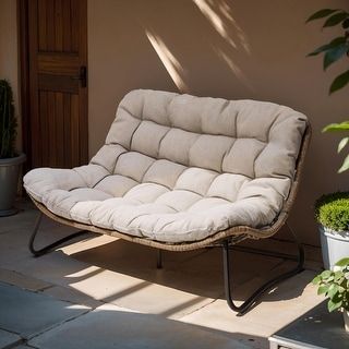 Outdoor Club Chairs Bean Bag Chair Outdoor, Patio Ideas Apartment, Outdoor Reading Chair, Outdoor Papasan Chair, Papasan Chair Frame, Double Papasan Chair, Rattan Loveseat, Wicker Lounge Chair, Sunroom Ideas