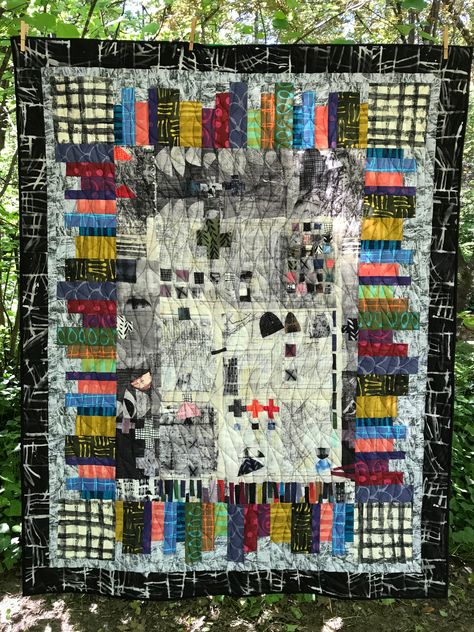 Marcia Derse Quilts, Graffiti Quilt, Dimensional Quilts, Hand Stories, Recycled Fabric Art, Tiny Quilts, Marcia Derse, Abstract Quilts, Fabric Diy Projects