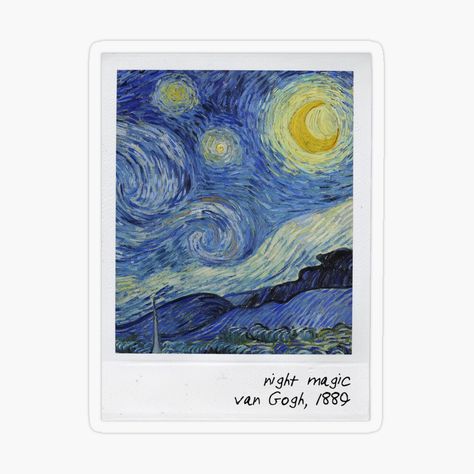 The Starry Night, Art Stickers Printable, Polaroid Phone Case Ideas, Painting Stickers, Polaroid Stickers, Starry Night Printable, Polaroid For Phone Case, Polaroid Aesthetic, Starry Night Polaroid