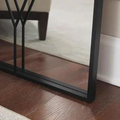 Oversized Black Metal Frame Diamond Windowpane Classic Floor Mirror (70 in. H x 29 in. W) Large Black Mirror Living Room, Black Mirror Living Room, Large Black Mirror, Mirror Living Room, Floor Mirrors, Black Metal Frame, Home Decorators Collection, Home Decor Mirrors, Floor Mirror