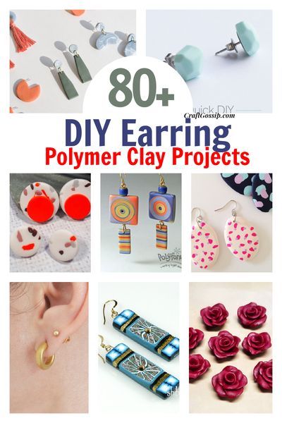 80+ DIY Earrings you can make with Polymer Fimo Clay. #clay #fimo #polymerclay #earrings #jewelry Diy Earrings Fimo, Clay Earrings Diy Tutorials, Polymer Clay Earring Ideas, Clay Earring Ideas, Diy Polymer Clay Earrings, Make Polymer Clay Earrings, Polymer Clay Projects Diy, Diy Polymer Clay, Fork Bracelet