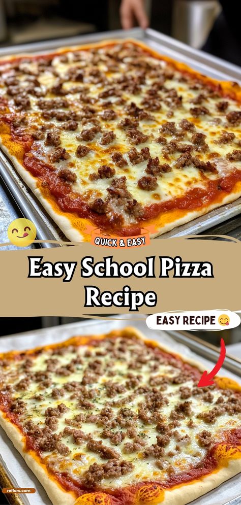 Easy School Pizza Old Fashioned School Pizza Burgers, Flavored Pizza Crust, Thick Pizza Crust Recipe, The School Pizza Recipe, Homemade Pizza Lunchable, Kids Pizza Ideas, School Pizza Recipe Old, What To Make With Pizza Dough, Easy Cheese Pizza Recipe