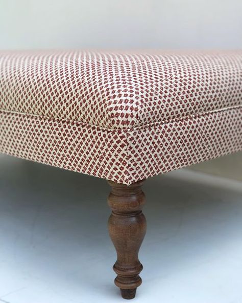 Small Ottoman Foot Stools, Foot Stool Ideas, Cocktail Ottoman Living Room, Antique Footstool, Kitchen Feature Wall, Furniture 2023, Patterned Ottoman, Kitchen Feature, Upholstered Footstool