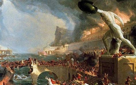 Downfall: 5 Reasons Why the Roman Empire Collapsed The Course Of Empire, Rome Painting, Empire Wallpaper, Rome Art, Library Of Alexandria, Rome Antique, Empire Romain, Historical Painting, Roman Emperor