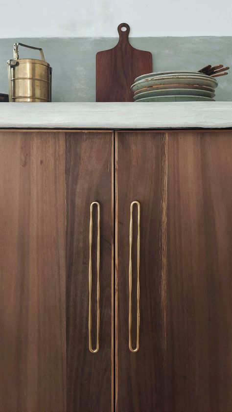 Cabinet Pull N24 Extra Large by Mi&Gei Hardware Design Studio | Wescover Hardware Bronze Kitchen Hardware, Brass Kitchen Hardware, Kitchen Decor Sets, Bronze Kitchen, Unique Cabinets, Brass Cabinet Pulls, Kitchen Knobs, Kitchen Pulls, Brass Door Handles