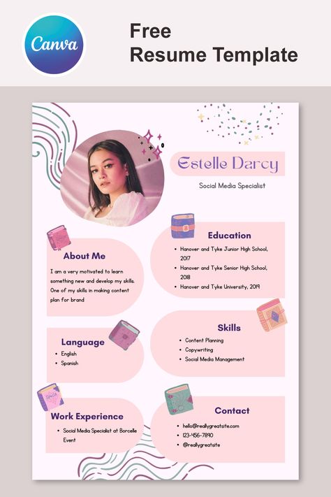 Pink Pastel Aesthetic Magical Resume Pink Resume Template, Resume Template Aesthetic, Cute Resume Template, Aesthetic Resume Template, Aesthetic Cv Graphic Design, Portfolio Aesthetic Design, Aesthetic Portfolio Design, Biodata Aesthetic, Graphic Design Resume Creative