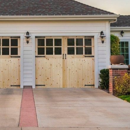 External Garage, Unfinished Garage, Small Garage Door, Timber Frame Garage, Unique Garage Doors, Exterior Garage Door, Barn Style Garage, Two Panel Doors, Single Garage Door