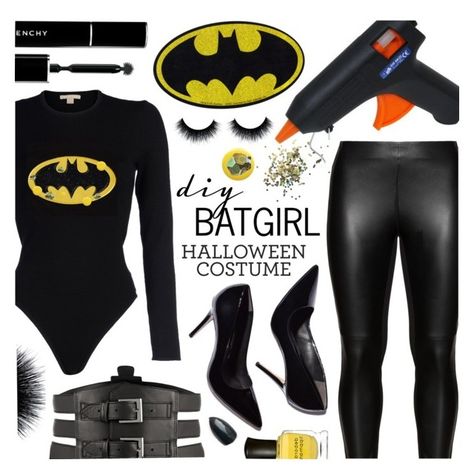 "DIY Batgirl Halloween Costume" by pastelneon ❤ liked on Polyvore featuring Michael Kors, Studio, Topshop, Deborah Lippmann, Givenchy, Kiki de Montparnasse and plus size clothing Batgirl Cosplay Diy, Bat Girl Costume Women, Batgirl Costume Women, Batgirl Costume Kids, Batgirl Costume Diy, Batman Costume Women, Batgirl Outfit, Batwoman Costume, Batgirl Halloween